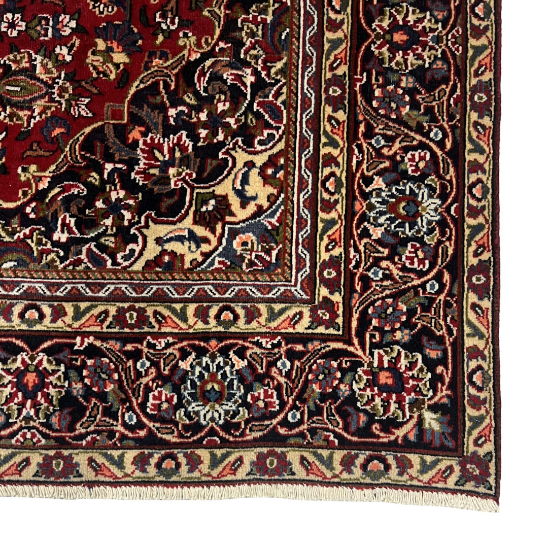 275 x 200 cm Hand-Knotted Persian Kashan Floral Medallion Rug