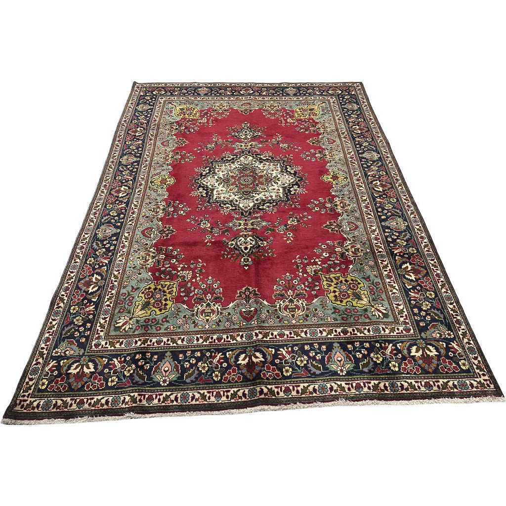 310 x 208 cm Hand-Knotted Persian Floral Mashad Wool Rug