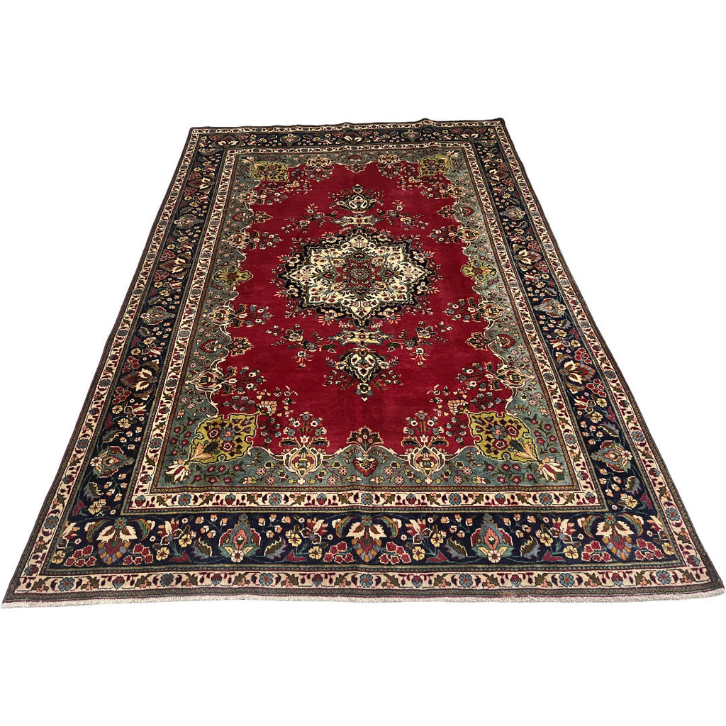 310 x 208 cm Hand-Knotted Persian Floral Mashad Wool Rug