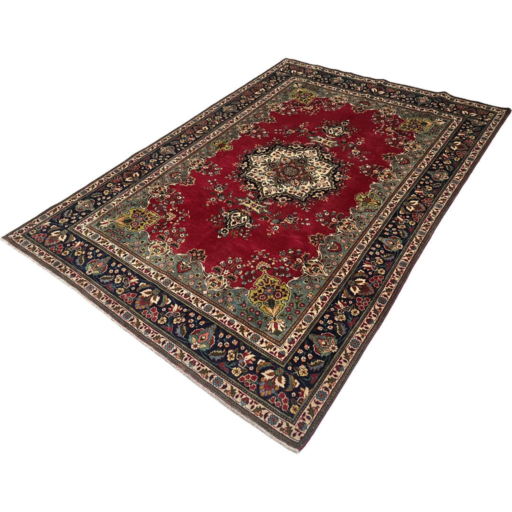 310 x 208 cm Hand-Knotted Persian Floral Mashad Wool Rug