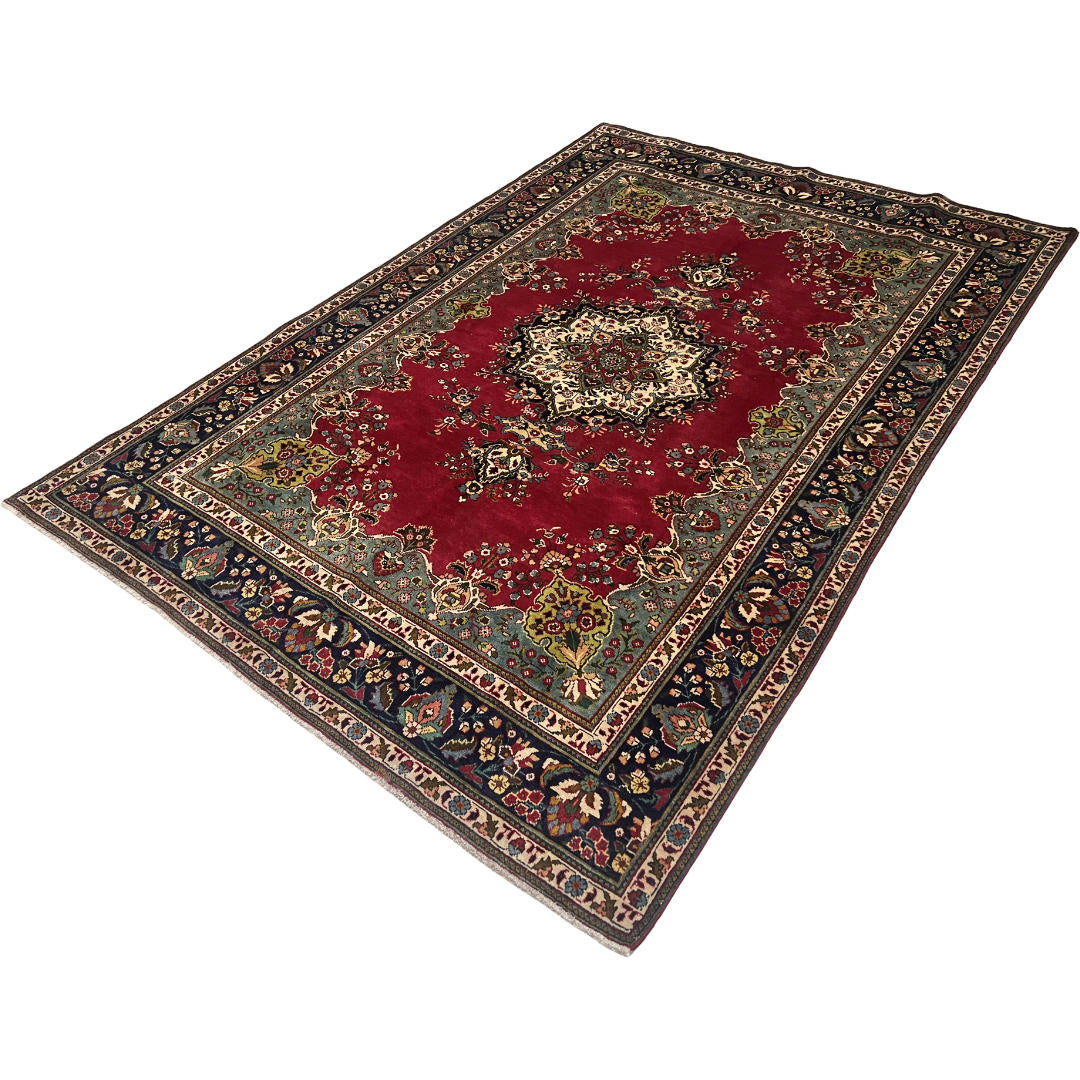 310 x 208 cm Hand-Knotted Persian Floral Mashad Wool Rug