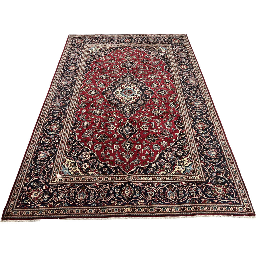 293 x 200 cm Hand-Knotted Persian Kashan Wool Rug