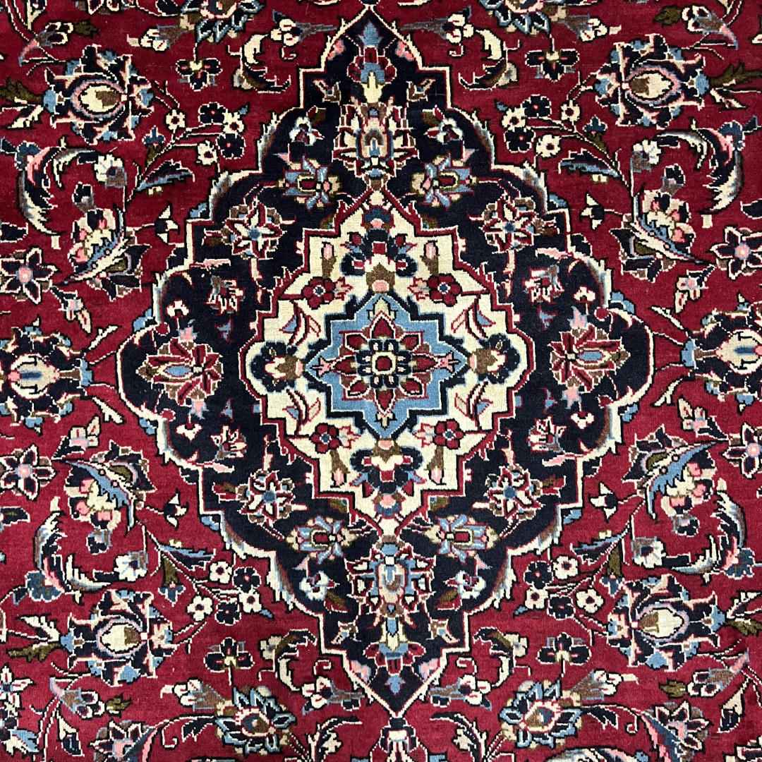 293 x 200 cm Hand-Knotted Persian Kashan Wool Rug