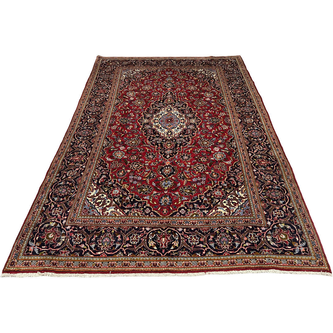 315 x 200 cm Hand-Knotted Persian Kashan Wool Rug