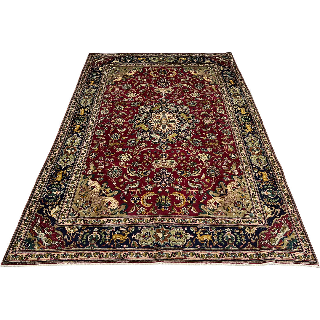 290 x 200 cm Hand-Knotted Persian Tabriz Hunting Scene Rug