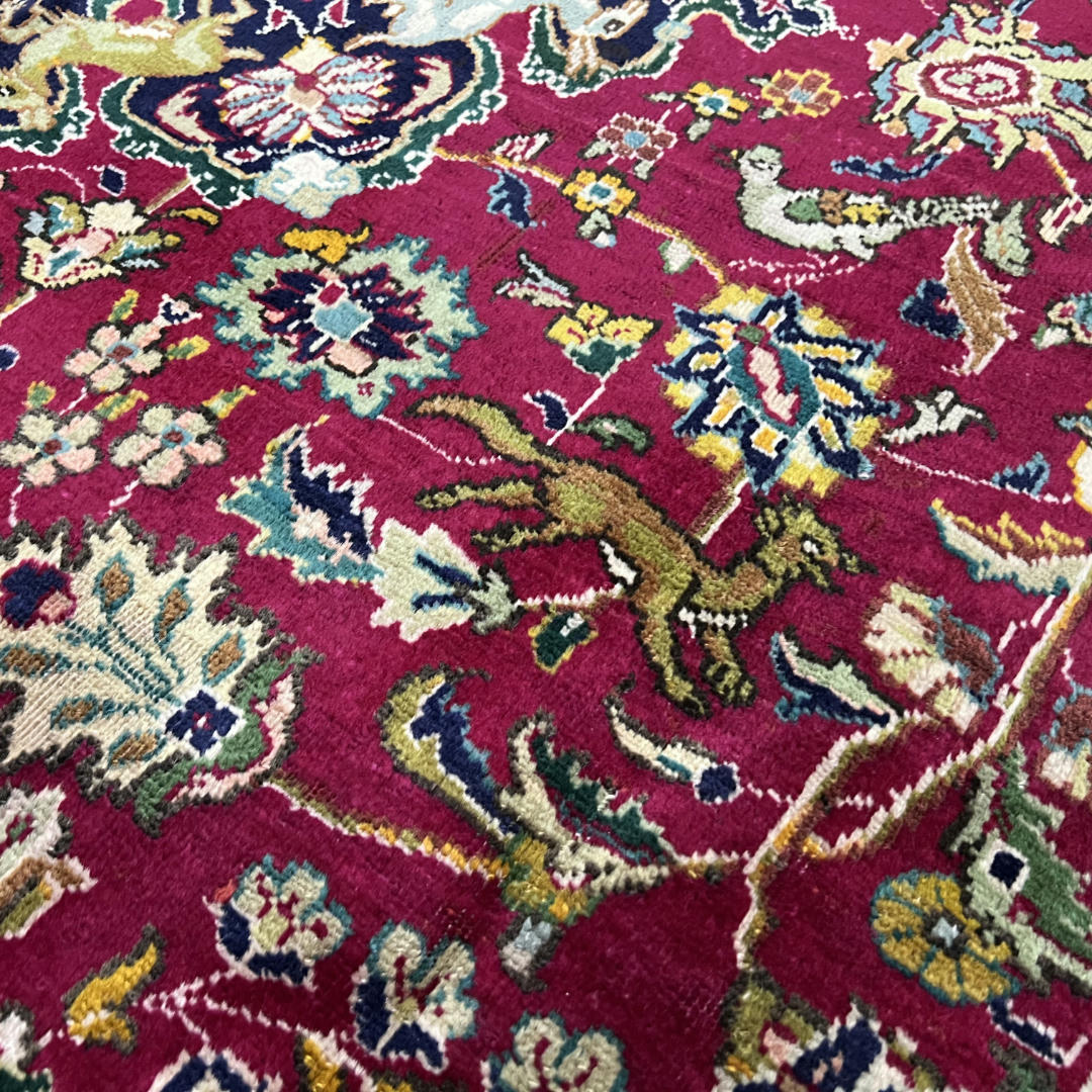 290 x 200 cm Hand-Knotted Persian Tabriz Hunting Scene Rug