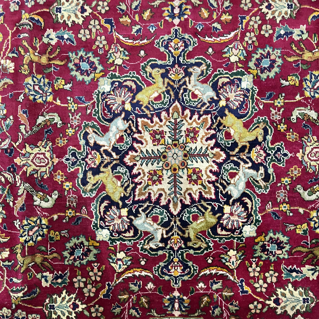 290 x 200 cm Hand-Knotted Persian Tabriz Hunting Scene Rug
