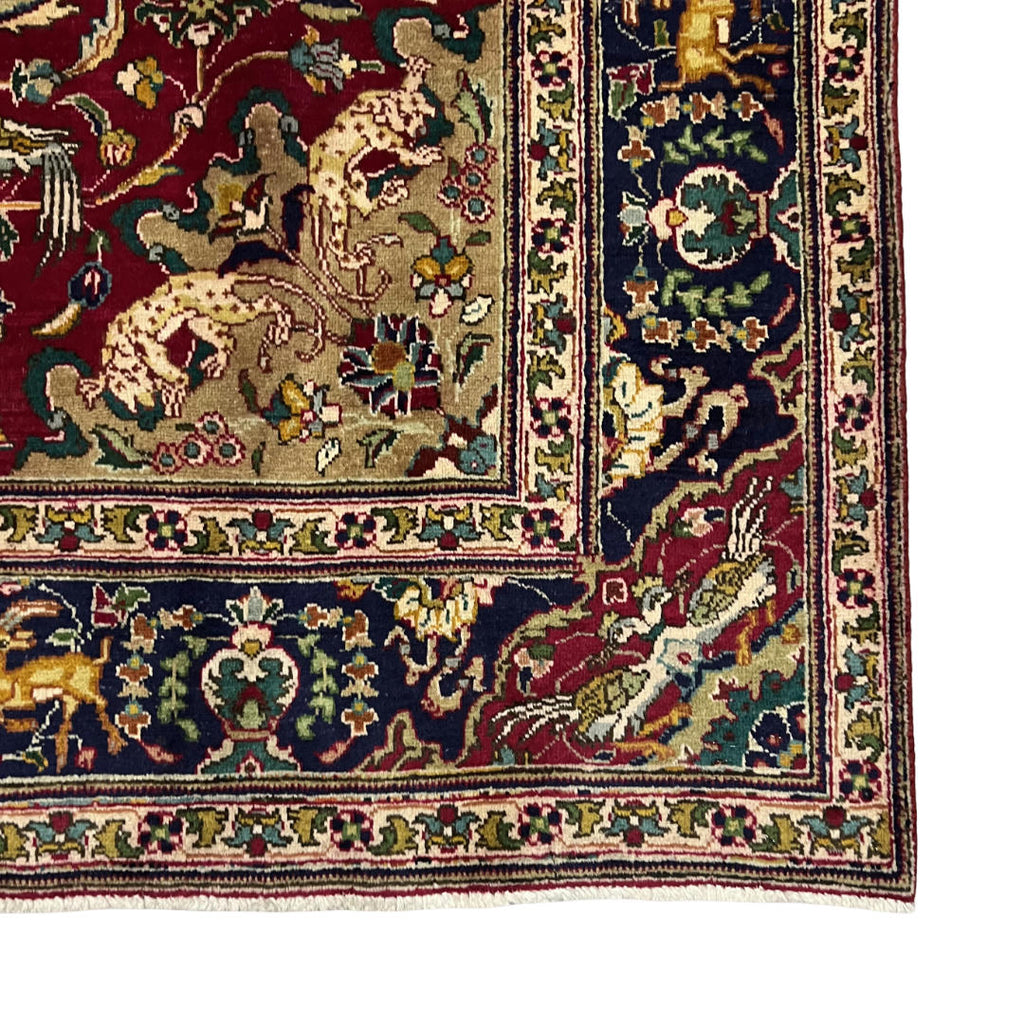 290 x 200 cm Hand-Knotted Persian Tabriz Hunting Scene Rug