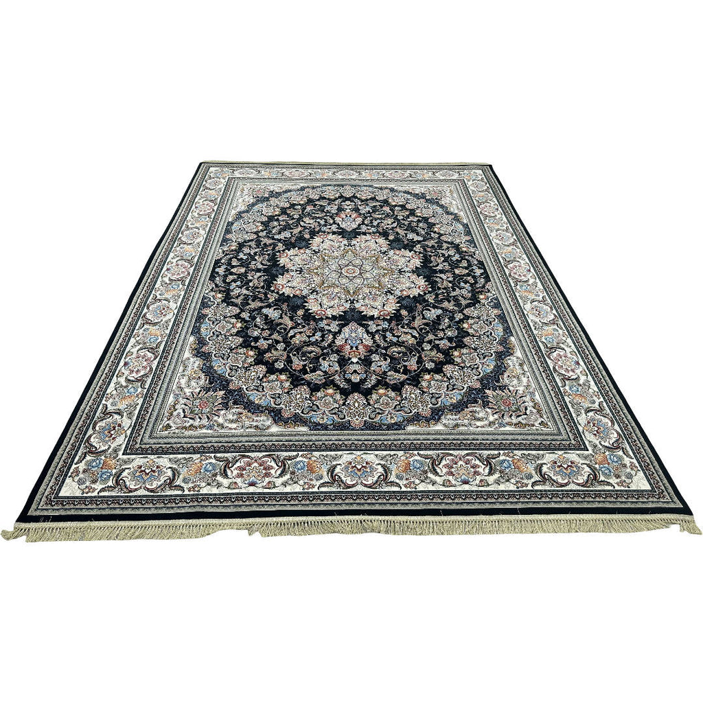 400 x 300 cm Persian Medallion Machine Made Black Rug