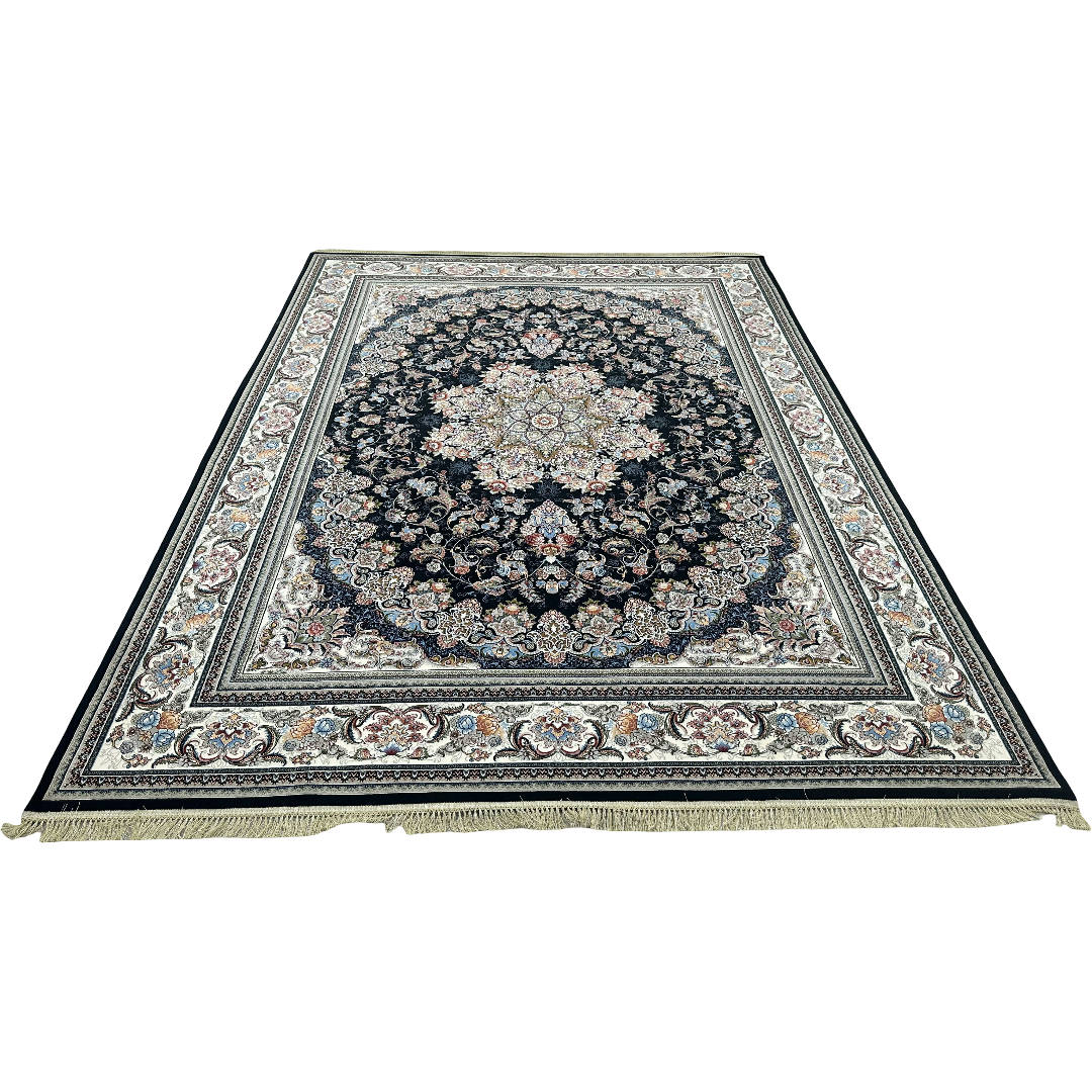 400 x 300 cm Persian Medallion Machine Made Black Rug