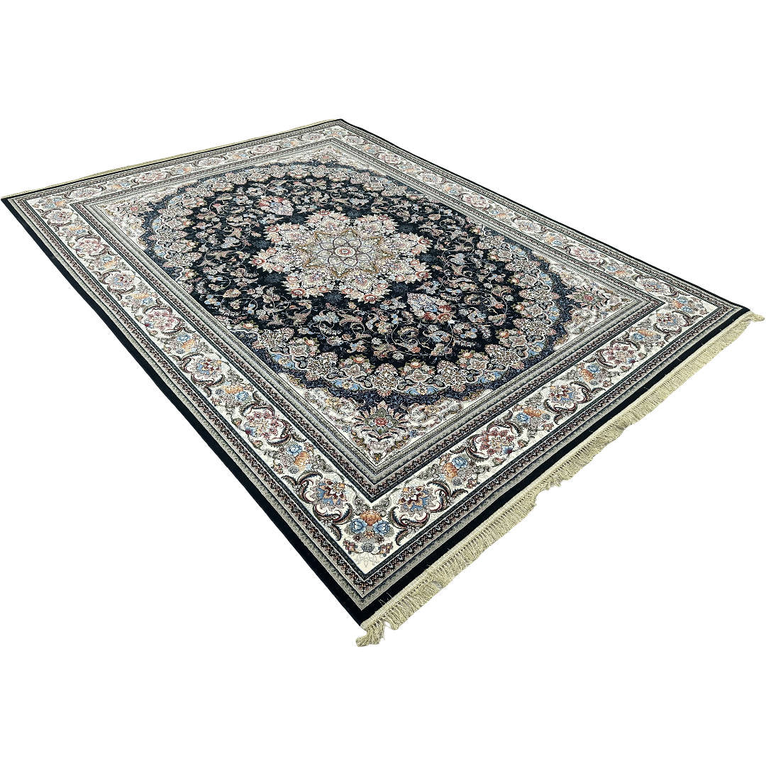 400 x 300 cm Persian Medallion Machine Made Black Rug
