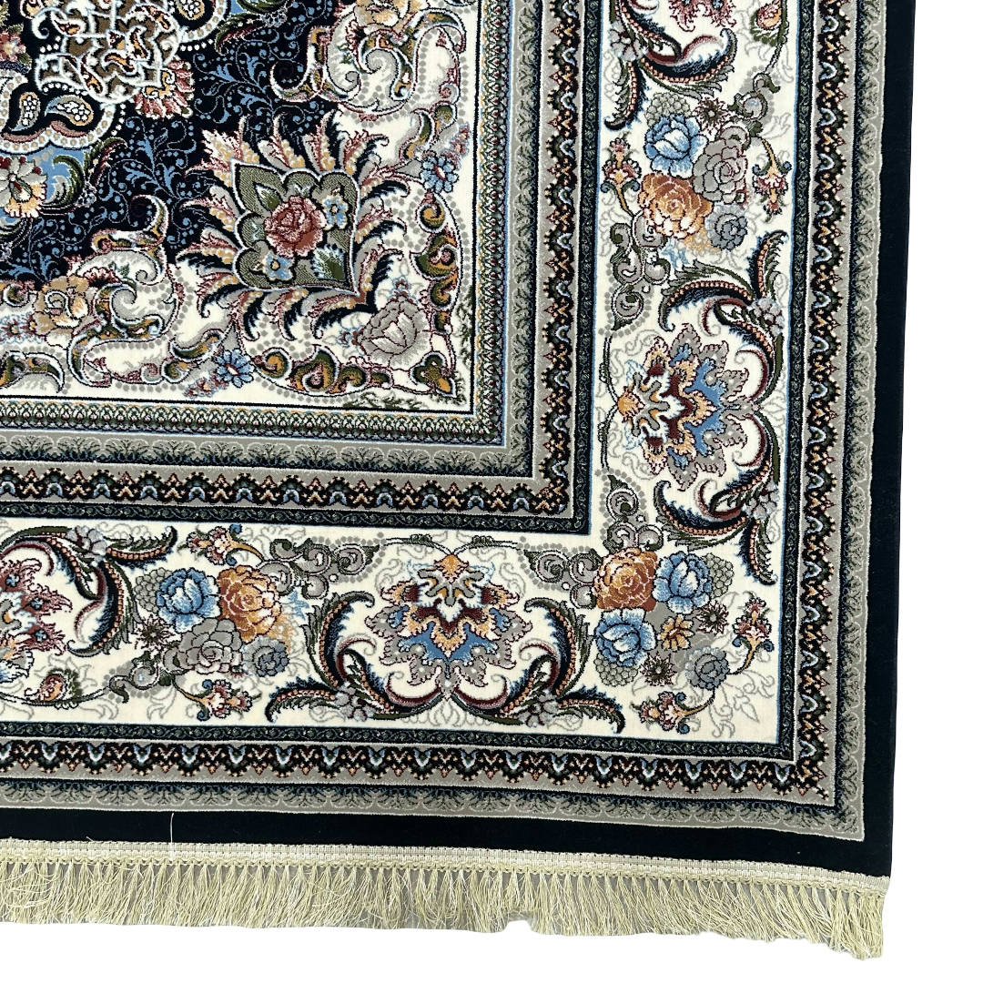 400 x 300 cm Persian Medallion Machine Made Black Rug