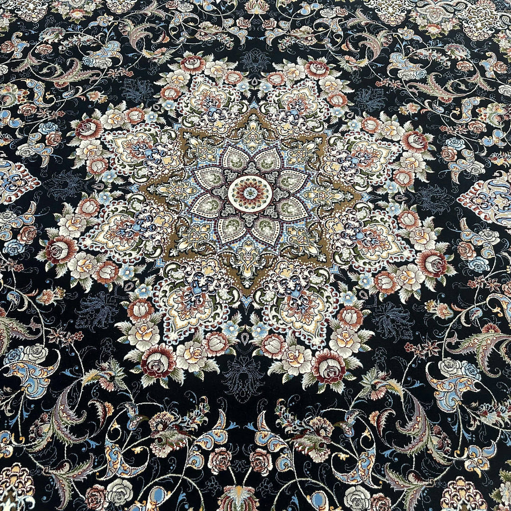 400 x 300 cm Persian Medallion Machine Made Black Rug