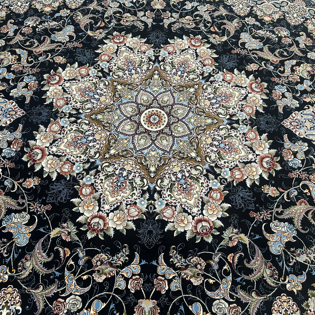 400 x 300 cm Persian Medallion Machine Made Black Rug