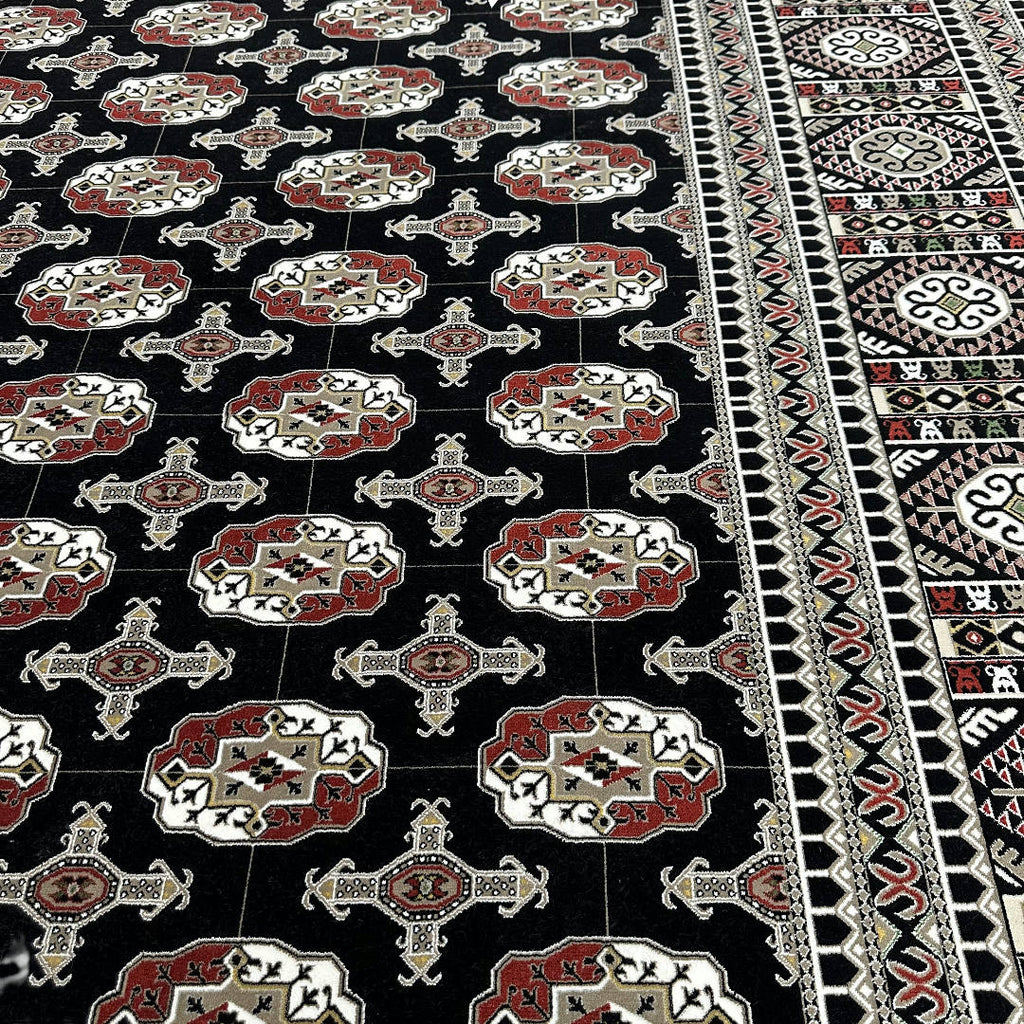 400 x 300 cm Black Bokhara Design Persian Rug