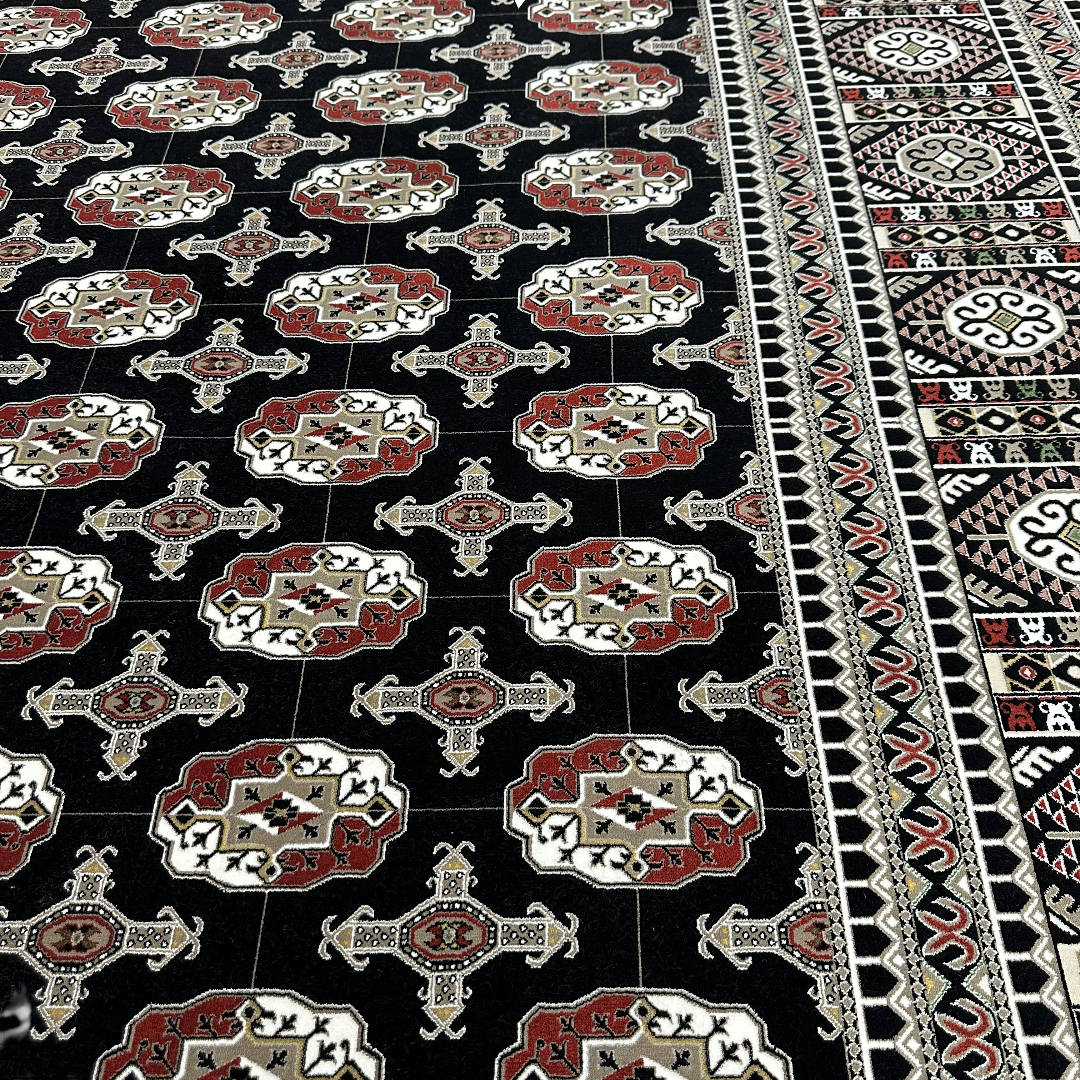 400 x 300 cm Black Bokhara Design Persian Rug