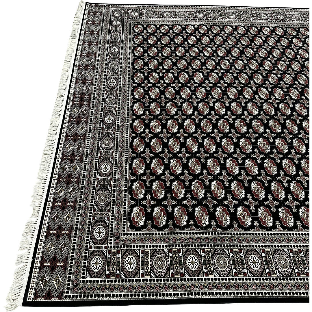 400 x 300 cm Black Bokhara Design Persian Rug
