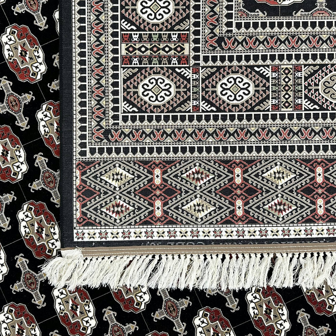 400 x 300 cm Black Bokhara Design Persian Rug
