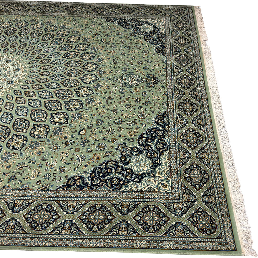 400 x 300 cm Persian Machine-Made Moss Floral Rug