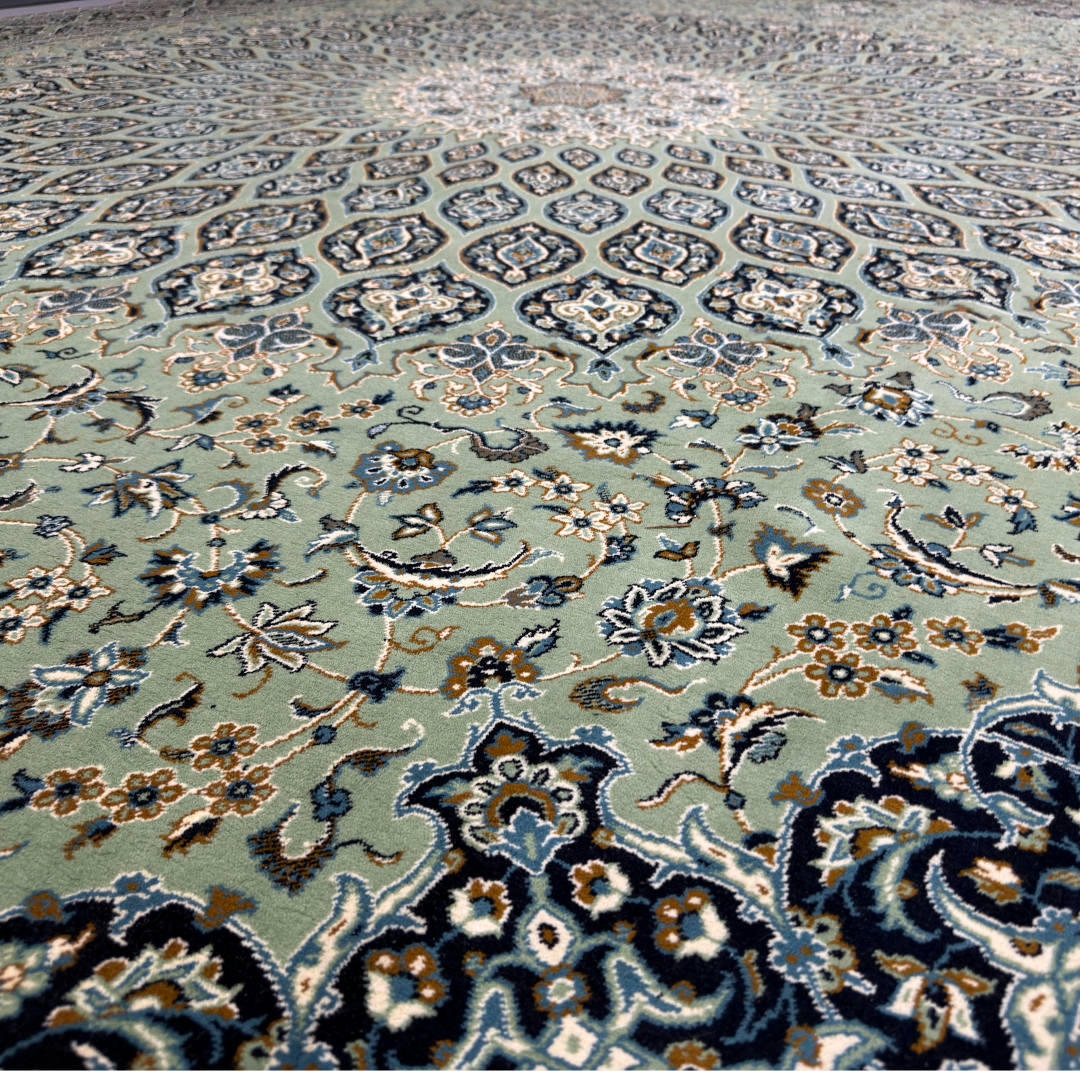 400 x 300 cm Persian Machine-Made Moss Floral Rug