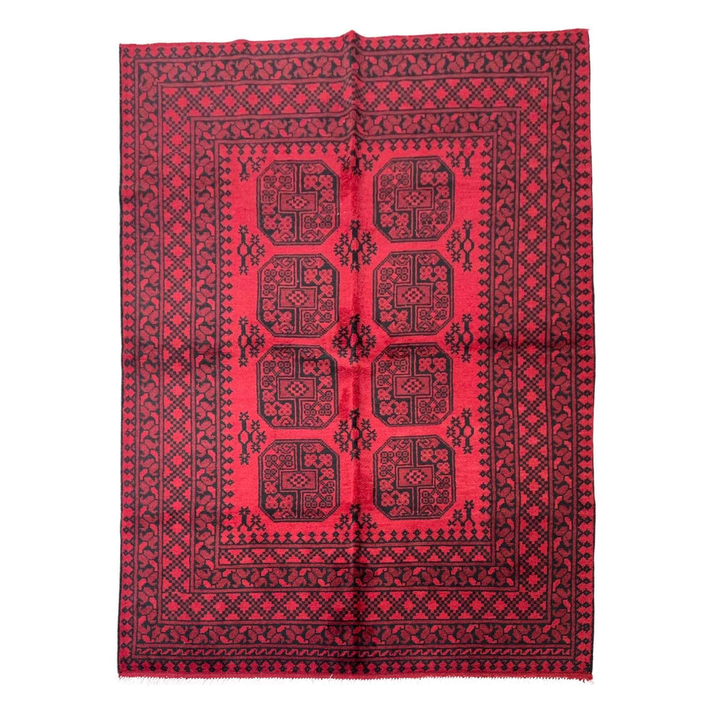 237 x 161 cm Hand Knotted Red Afghan Wool Rug