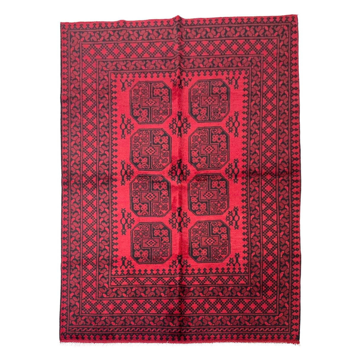237 x 161 cm Hand Knotted Red Afghan Wool Rug