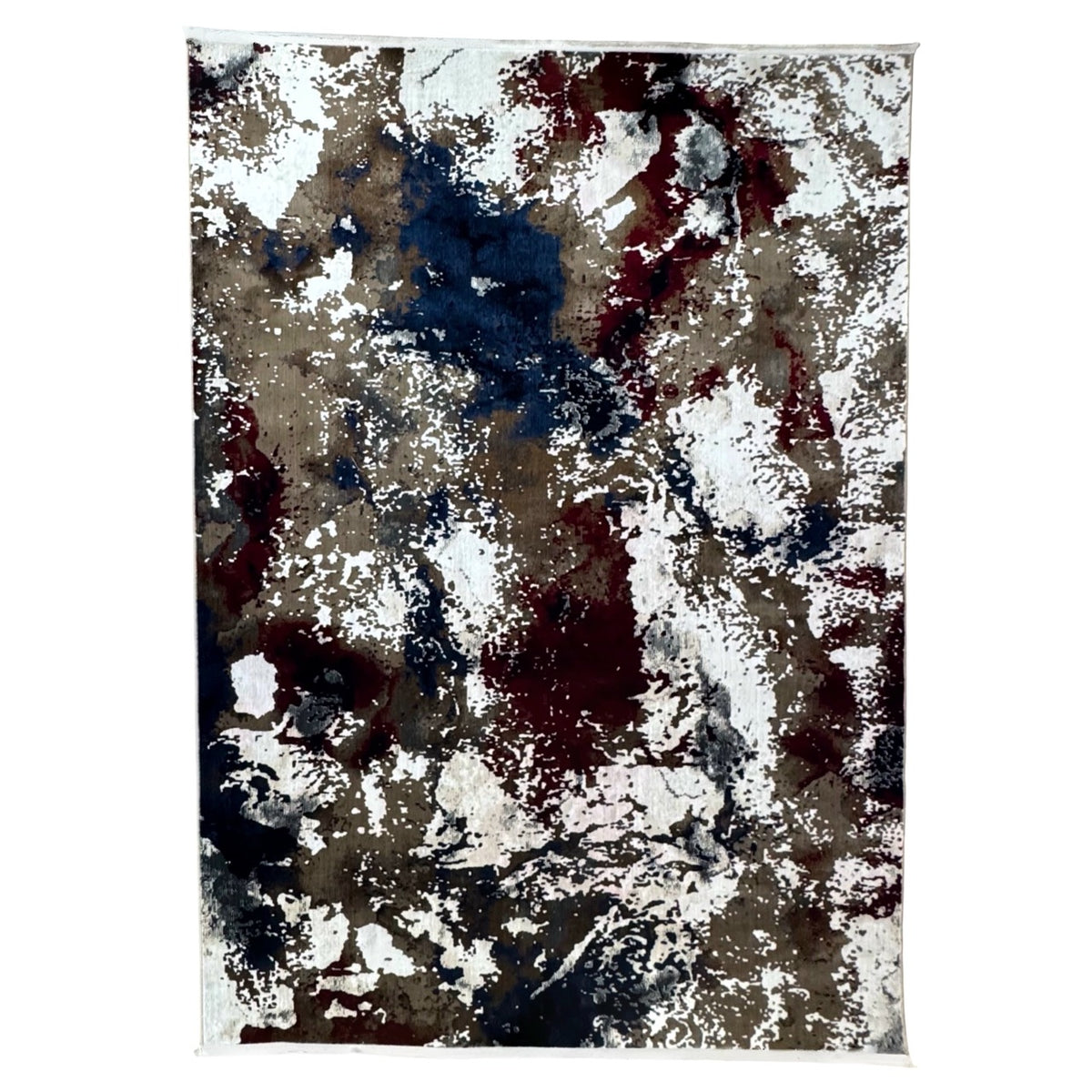 230 x 160 cm Artistic Distressed Turkish Rug in Ivory, Brown & Burgundy