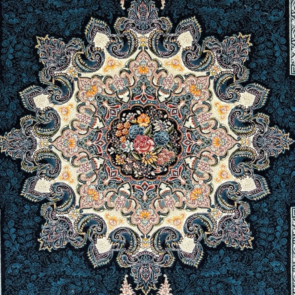 400 x 300 cm Floral High Quality Persian Large Size – Black Navy Rug