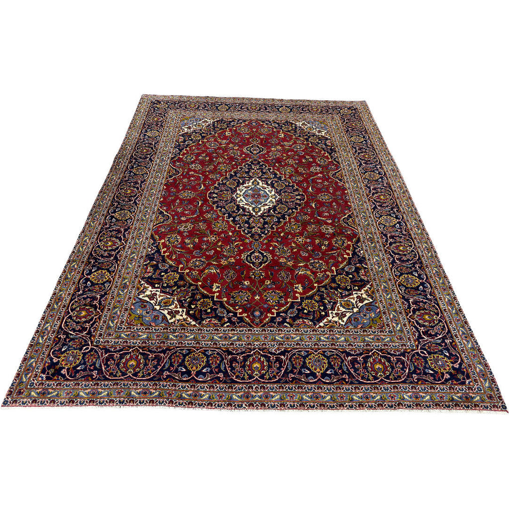 350 x 245 cm Hand-Knotted Persian Kashan Rug, Wool