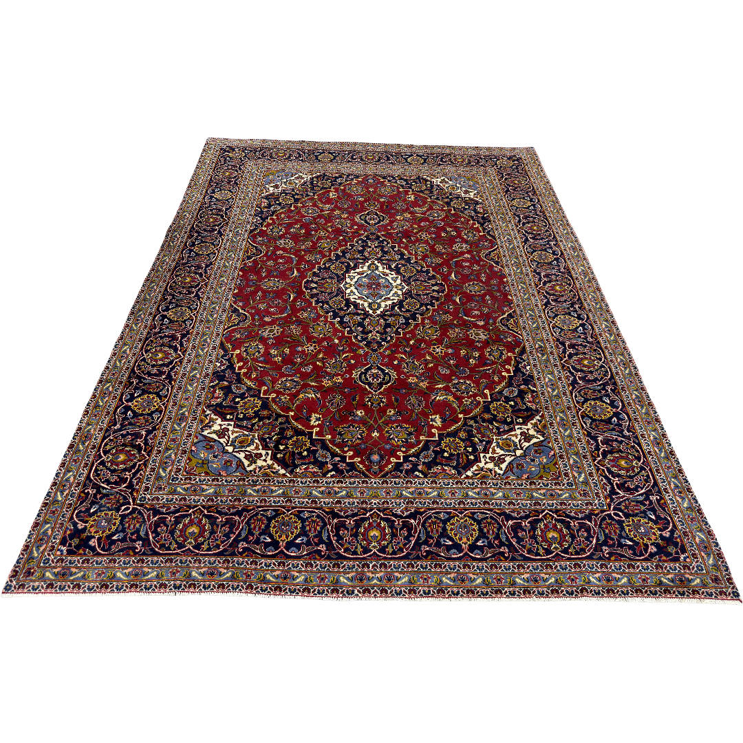 350 x 245 cm Hand-Knotted Persian Kashan Rug, Wool
