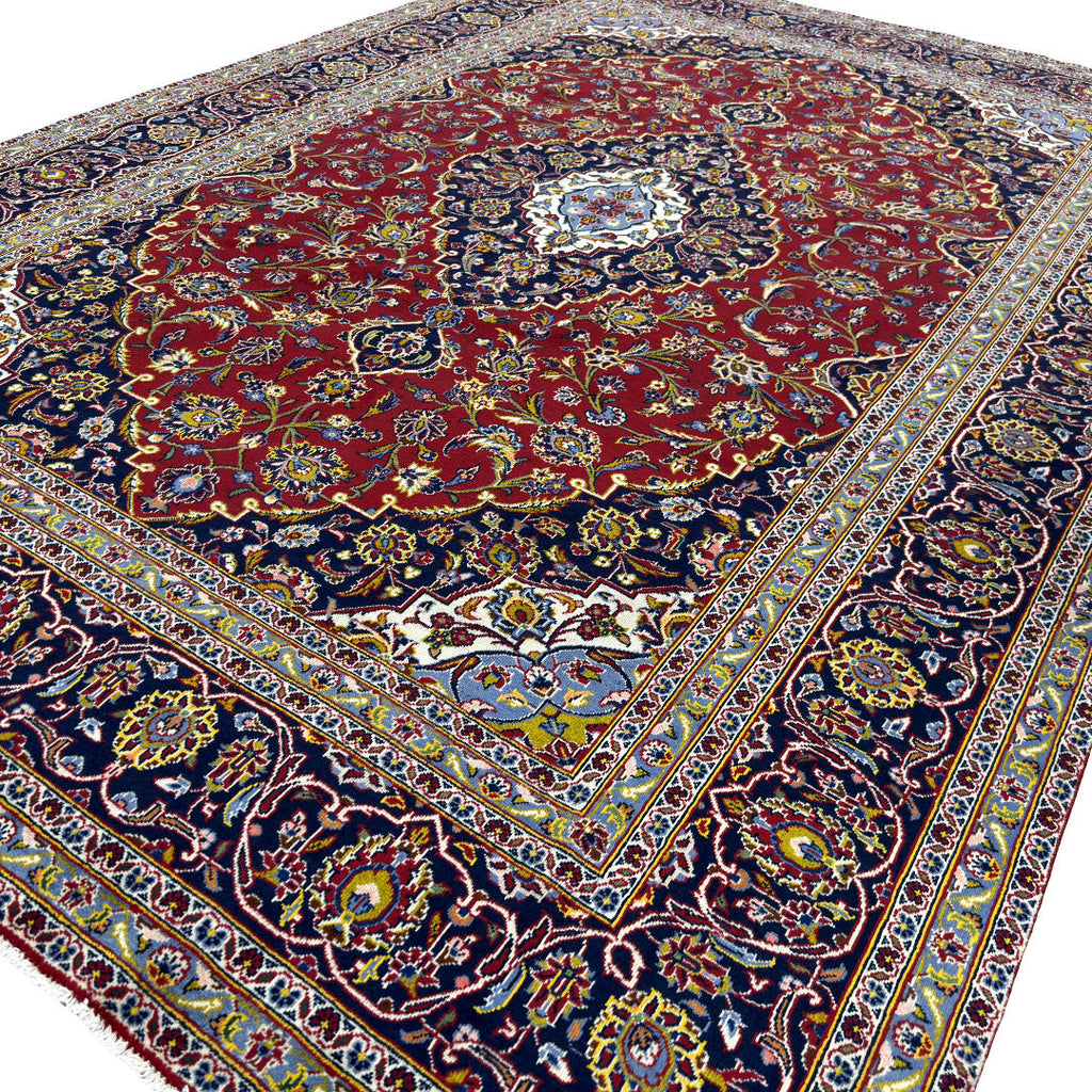 350 x 245 cm Hand-Knotted Persian Kashan Rug, Wool
