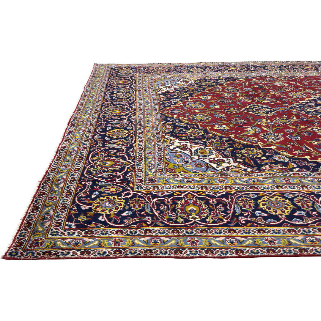 350 x 245 cm Hand-Knotted Persian Kashan Rug, Wool