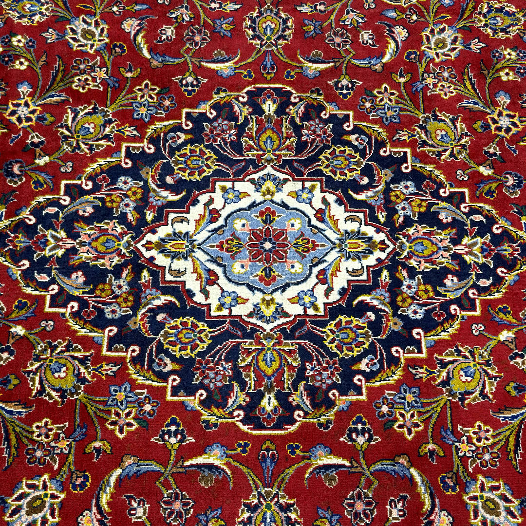 350 x 245 cm Hand-Knotted Persian Kashan Rug, Wool