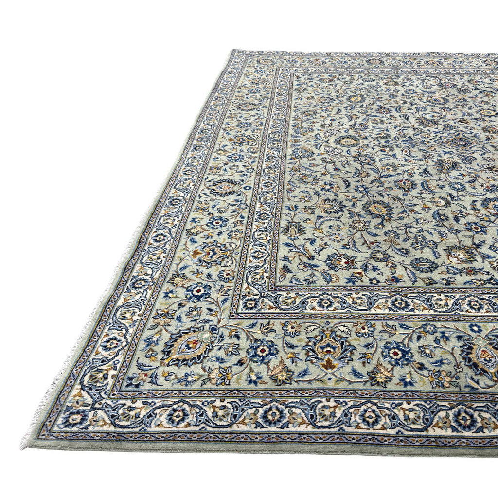 397 x 326 cm Hand-Knotted Persian Kashan Rug, Green