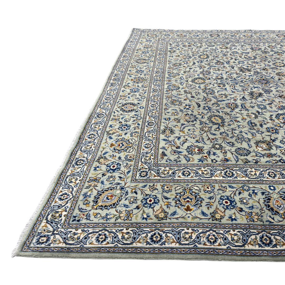 397 x 326 cm Hand-Knotted Persian Kashan Rug, Green