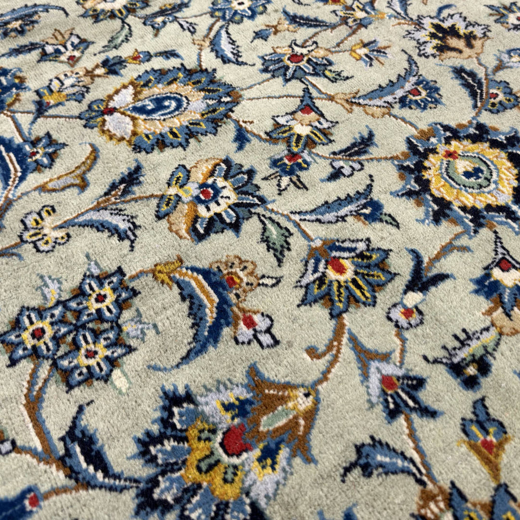 397 x 326 cm Hand-Knotted Persian Kashan Rug, Green