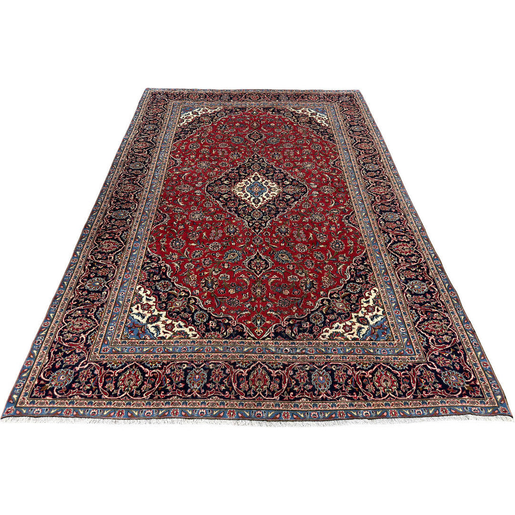 360 x 235 cm Hand-Knotted Vintage Persian Kashan Rug – Wool