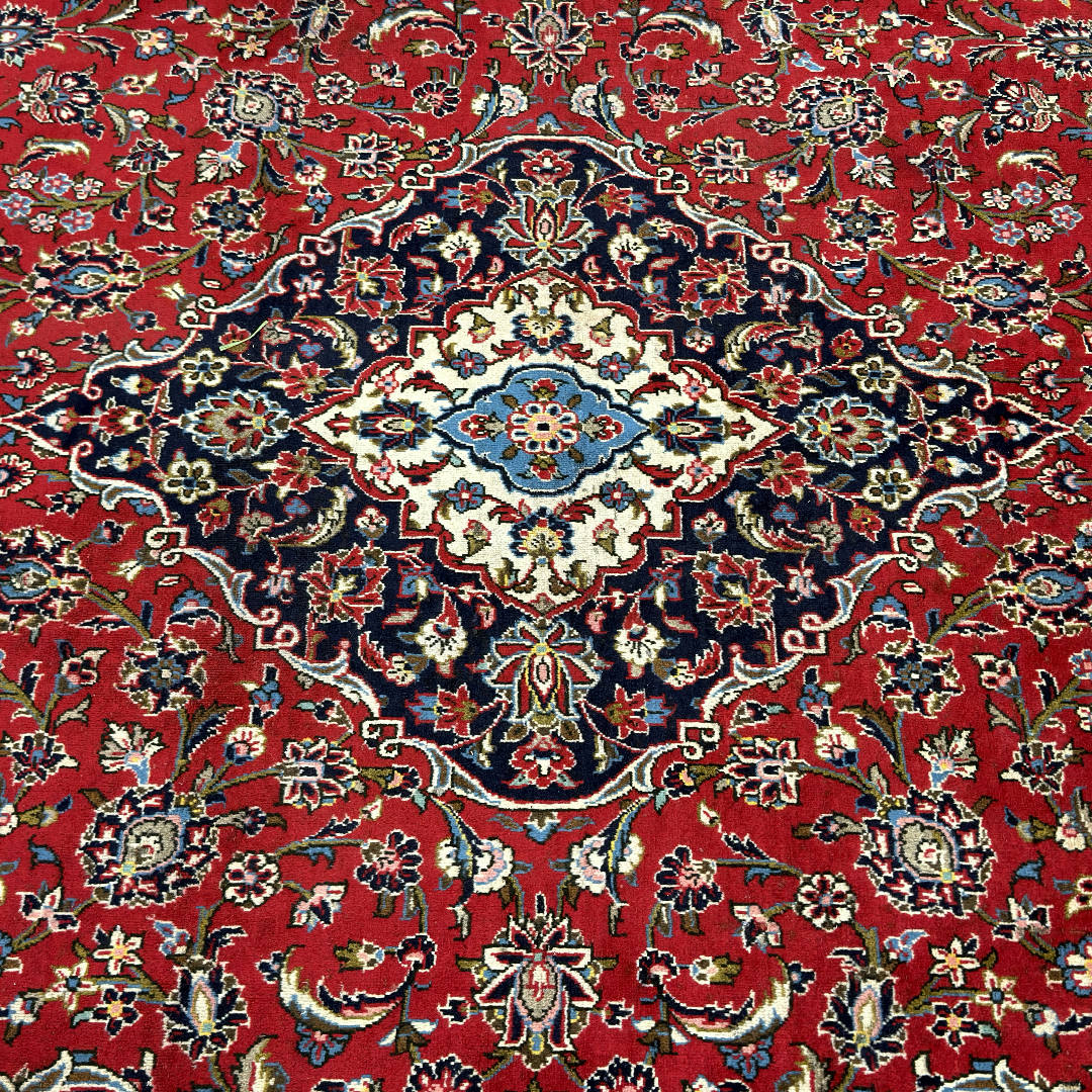 360 x 235 cm Hand-Knotted Vintage Persian Kashan Rug – Wool