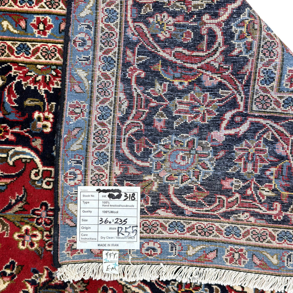 360 x 235 cm Hand-Knotted Vintage Persian Kashan Rug – Wool