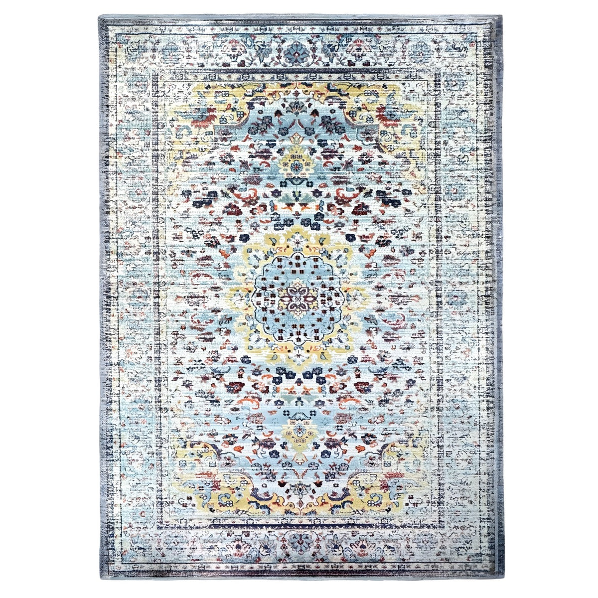 230 x 160 cm Sky Blue & Cream Vintage Classic Persian Design Rug