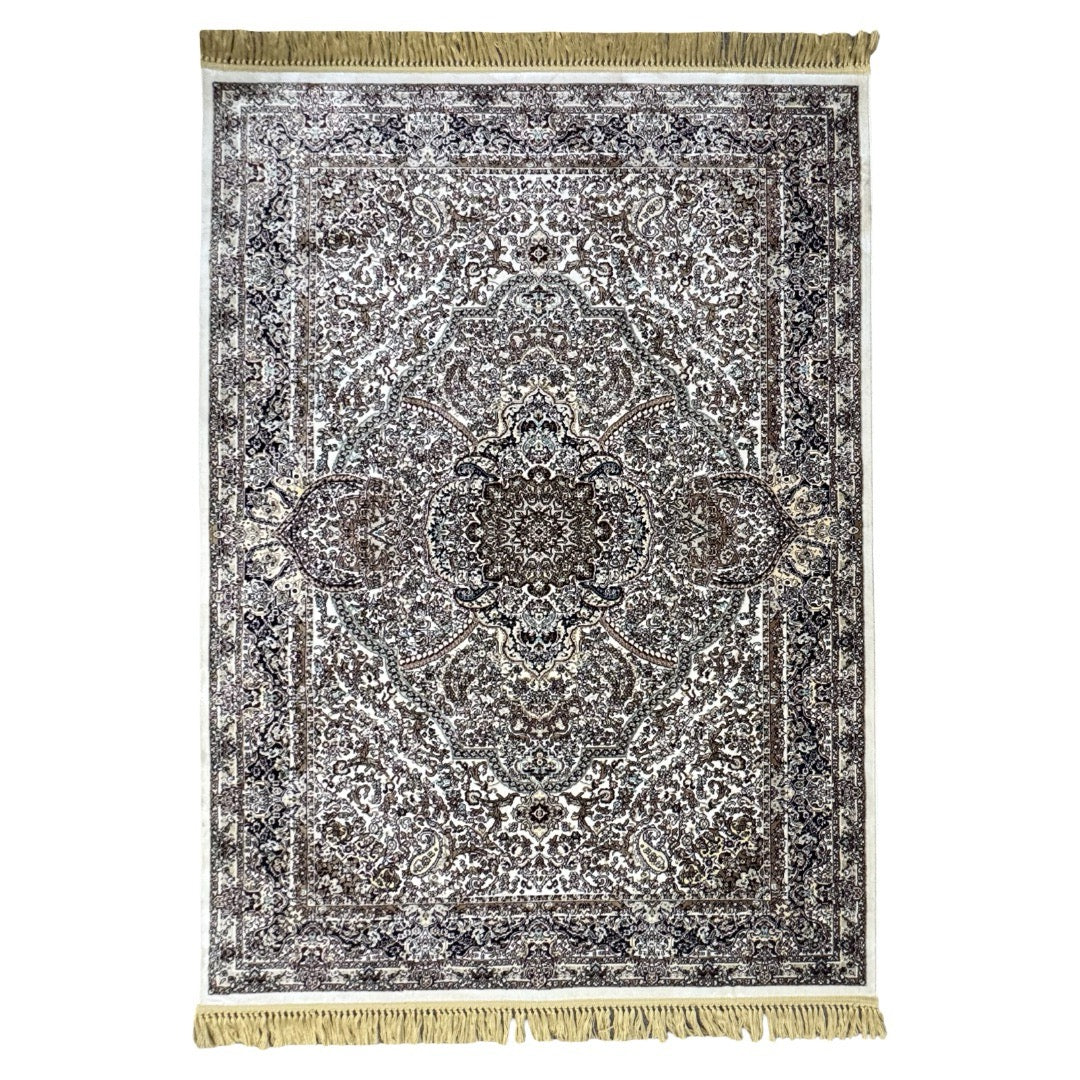 230 x 160 cm Brown & Cream Intricate Persian Medallion Area Rug
