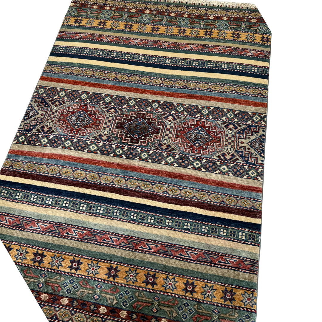 145 x 97 cm Hand-Knotted Afghan Shawl Design Chobi Rug