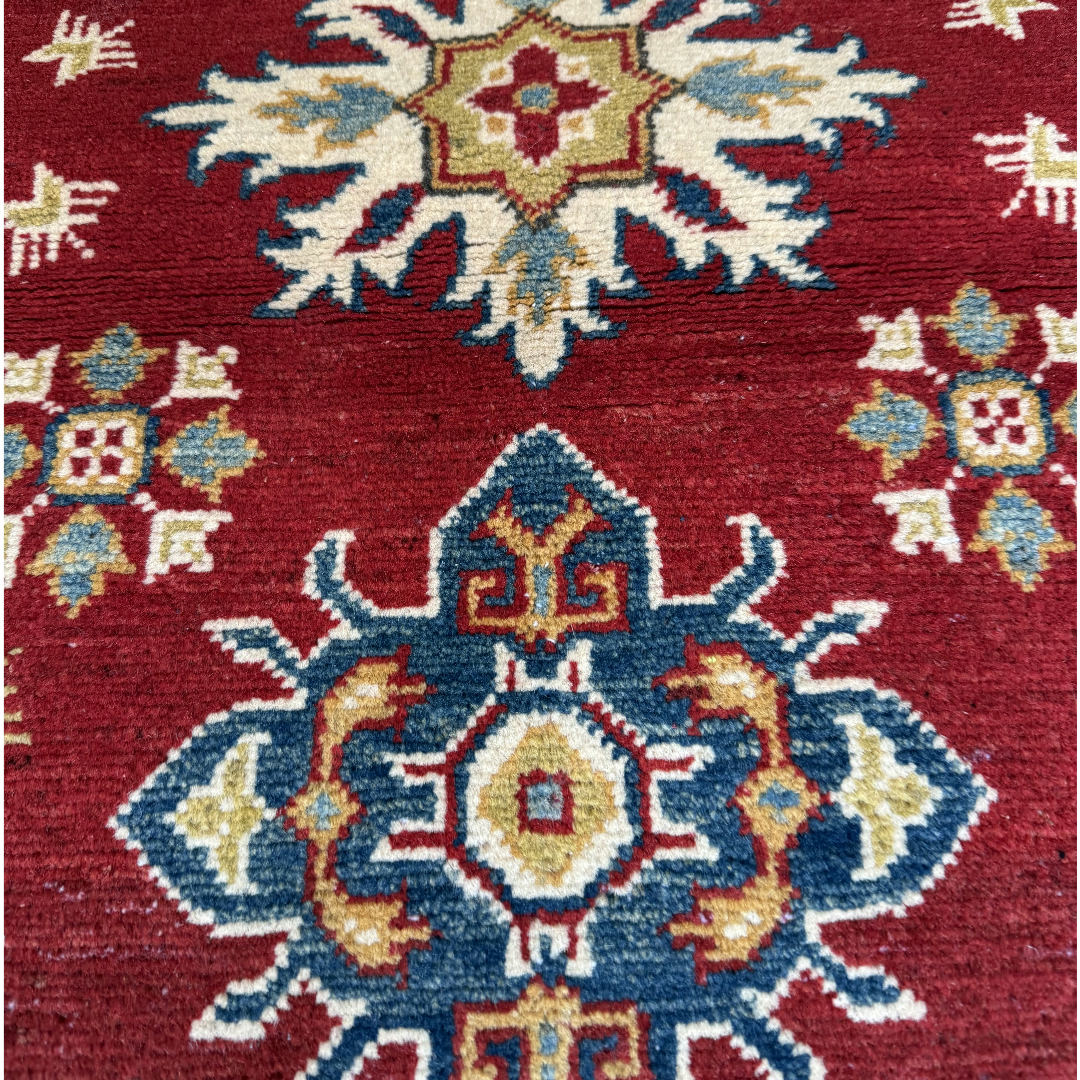 116 x 83 cm Hand-Knotted Afghan Kazak Wool Rug