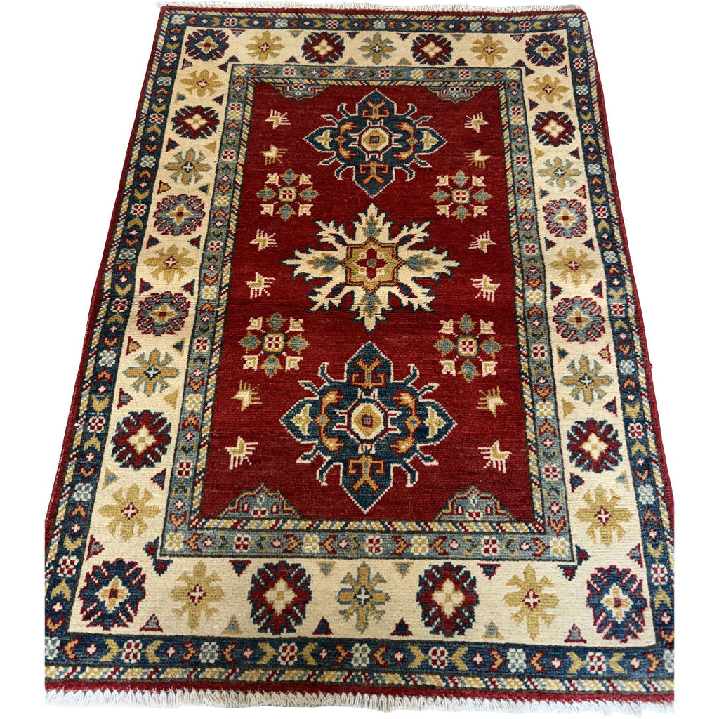 116 x 83 cm Hand-Knotted Afghan Kazak Wool Rug