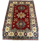116 x 83 cm Hand-Knotted Afghan Kazak Wool Rug