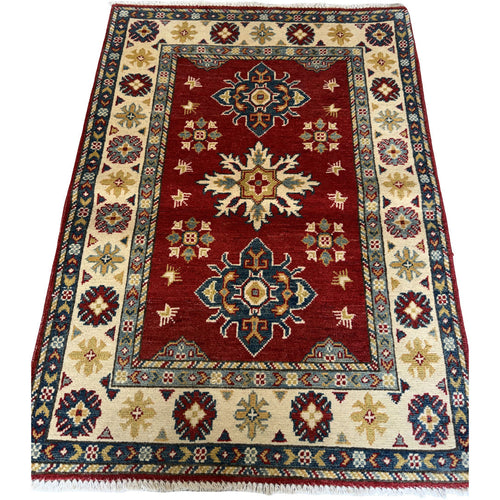 116 x 83 cm Hand-Knotted Afghan Kazak Rug