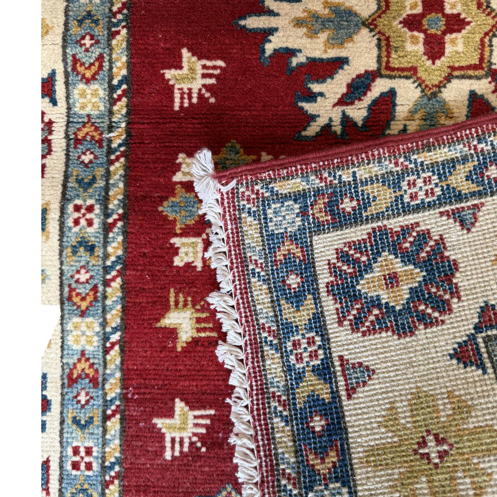 116 x 83 cm Hand-Knotted Afghan Kazak Wool Rug