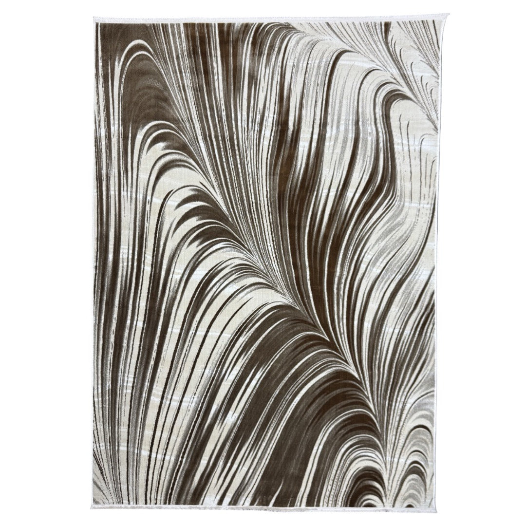 230 x 160 cm Mocha Marble Flow Rug in Brown & Ivory