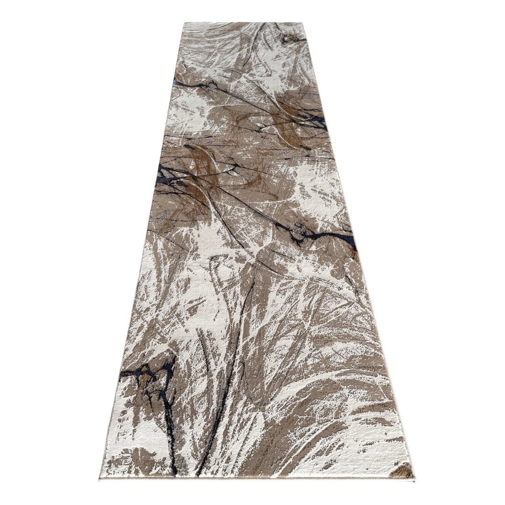300 x 80 cm Beige & Ivory Contemporary Crackle Design Runner Rug
