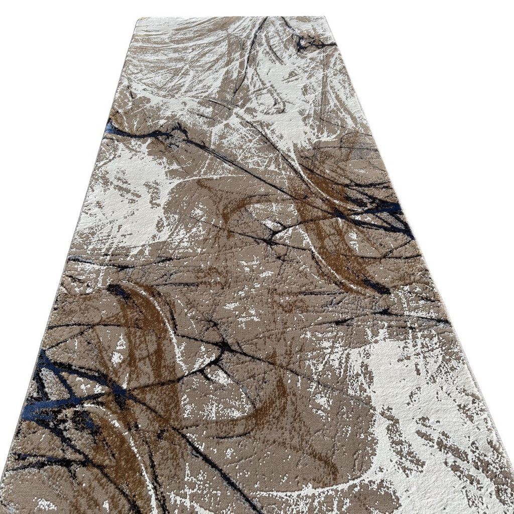 300 x 80 cm Beige & Ivory Contemporary Crackle Design Runner Rug